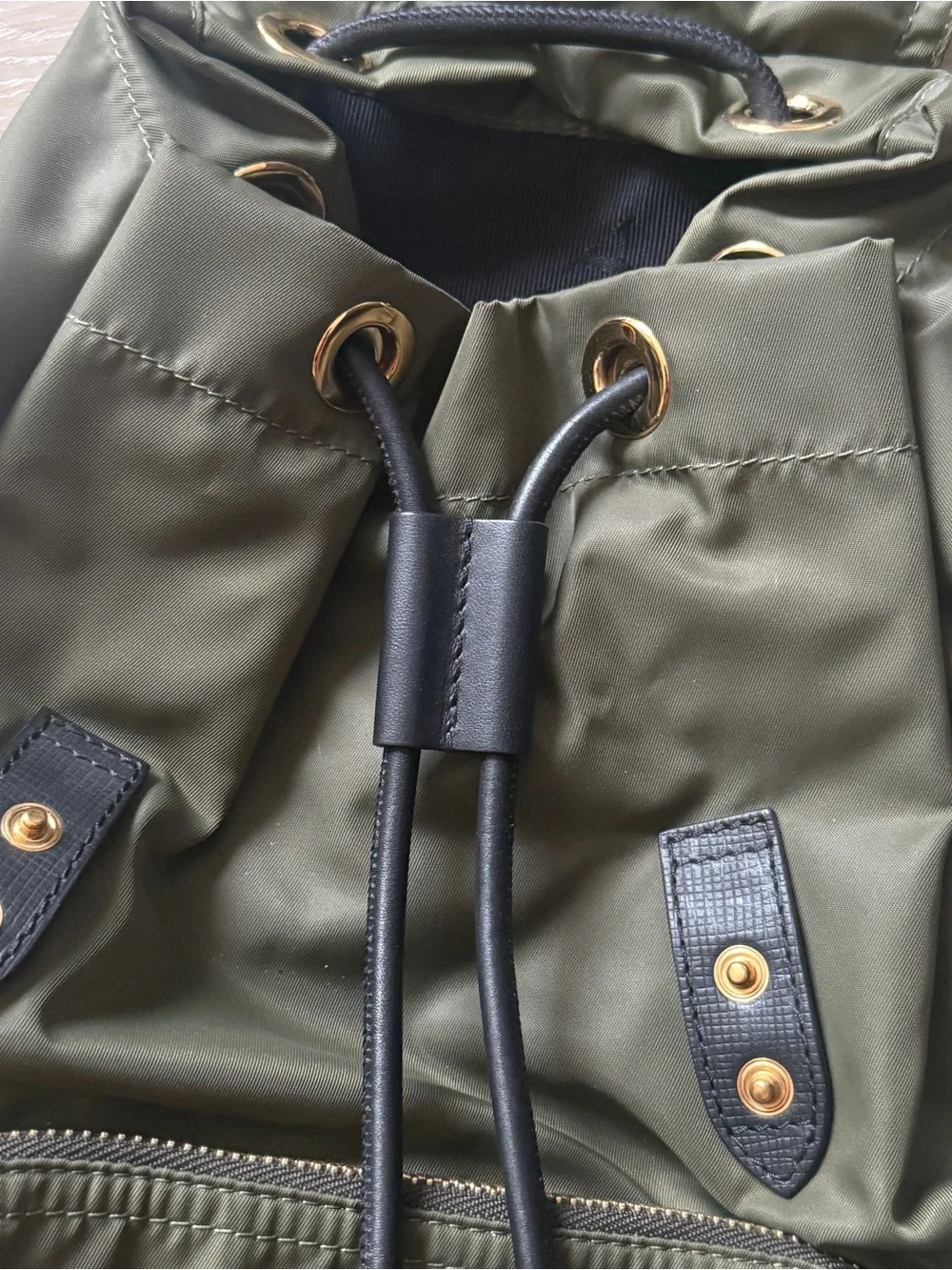 Burberry Technical Nylon and Leather Rucksack Green